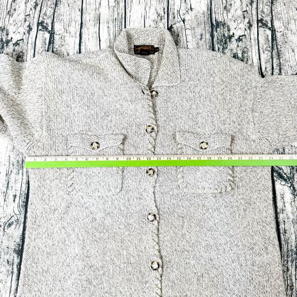 VTG 90s Eddie Bauer Jacket Womens Large Brown Wool Blend Chunky Knit Button Up - Picture 6 of 10